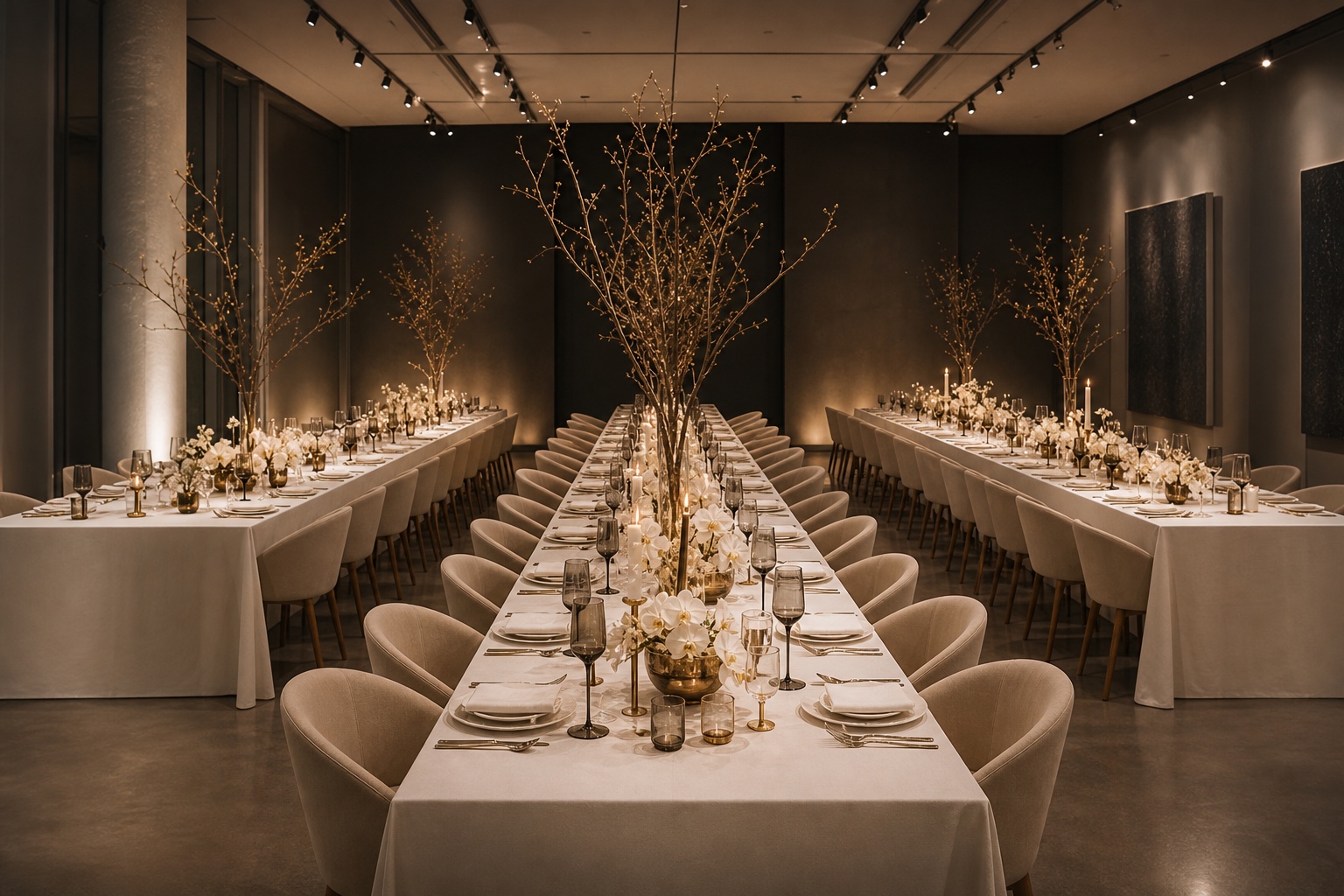 Modern Brand Dinner event design concept with no people